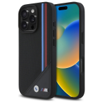 Dėklas BMW BMHMP16X23PUTRK iPhone 16 Pro Max 6.9" juoda juodas hardcase M Meshed Tricolor Stripes MagSafe