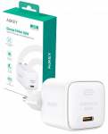 Aukey GaN, USB-C, PD 30W, balta