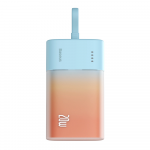 Baseus Popsicle 5200mAh 20W Powerbank with Built-in Lightning kabelis (+ Baltas Baseus Simple USB-C - USB-C 60W/20V/3A/30cm kabelis) - mėlyna-oranžinė