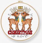 LetiStitch luca S Kryželiu siūlų rinkinys Oh Deer Christmas Is Here - įtrauktas lankelis 12x14cm SLETIL9912