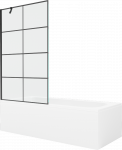 Vonia Mexen Vega su apdaila ir stiklo sienele, 160x70 cm + 100 cm, Baltas+Juodas grid