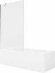 Vonia Mexen Cubik su apdaila ir stiklo sienele, 150x70 cm + 100 cm, Baltas+Chrome/Transparent