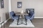 Venture Design Valgomojo stalas, Marina, 180x90 cm, Pilka / Valgomasis kėdė, Velvet Deluxe, 88.5x50 cm, Mėlyna