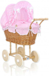 My Sweet Baby Lėlės pintas vežimėlis su rožine patalyne &ndash; natūralus