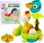 Lean Toys Spalvingas žirafos formos vonios žaislas su siurbtukais