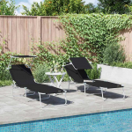 Saulės gultas 2 pcs Juoda 58 x 188 x 77 cm Poliesteris