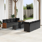 Sodo Sofų Rinkinys su pagalve 11 pcs Juoda