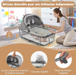 Promotions Kūdikių maniežas, 5 viename sulankstoma kelioninė lovytė su vystymo stalu ir lovyte, 110x78x78 cm, pilka