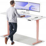 Elektrinis Reguliuojamo: Auk&scaron;čio stalas Desktronic HomePro Rožinis/Baltas, 200x80cm, Dvigubas motoras, USB ir USB-C įkrovimo lizdai