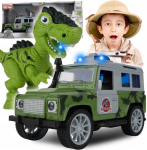 Malplay Žaislinis automobilis su dinozauru ir priekaba, su &scaron;viesos ir garso efektais