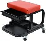 Dirbtuvių sėdynė su stalčiumi, plieninė konstrukcija, 150 kg talpos, mechaniko sėdynė, riedantis taburetė, garažo sėdynė