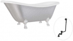 Vonia Besco Otylia Glam 160, Sidabrinis+Chrome, su sifonu su persipylimu Klik-klak Juodas