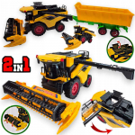 Žaislinis New Holland kombainas su traktoriumi ir priekaba &ndash; realisti&scaron;kas modelis su judančiomis dalimis