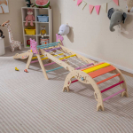 Promotions Vaiki&scaron;kų laipiojimo žaislų rinkinys, sulankstomas medinis Montessori vidaus žaidimų kampelis, 66x53x58 cm, spalvingas