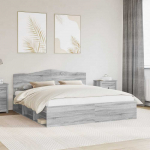 Lova Lovos rėmas Pilkas Sonoma 200 x 200 cm Kietos pu&scaron;ies mediena