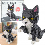 Lean Toys Creative Set of Construction Blocks Gray Cat 3D Figure 1258 pcs.