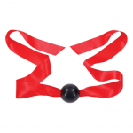 Sportsheets S&M Amor Satin Ball Gag Raudona Ribbon Adjustable 46cm