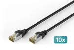 Digitus CAT 6A S/FTP lauko prievadiniai kabeliai, 1 m, PE, 10 vnt. paketas, 1 m, Cat6a, S/FTP (S-STP), RJ-45, RJ-45, juoda