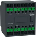 Schneider TeSys Deca pagalbinių kontaktų blokas 4NC, tvirtinamas i&scaron; priekio, snap-in gnybtai (LADN04A)