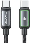 USAMS Al-Alloy SJ815 U110 RGB greitojo įkrovimo 60W USB-C į Lightning laidas 1.2 m juodas