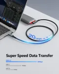 Sunguy usb c į usb c kabelis 1 m, 100 w 20 gbps usb c į usb c įkrovimo ir duomenų perdavimo kabelis, 4k @ 60 hz vaizdo perdavimo usb c kabelis, skirtas monitoriui iphone 16/15 pro max, ne&scaron;iojamam kompiuteriui, mobiliajam telefonui, ssd