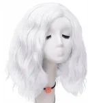 Balta Glam Rock peruka, 40 cm, banguoti plaukai, anime stilius
