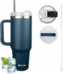 Termosas puodelis 1200ml su &scaron;iaudeliu, dangteliu ir rankena, talpus, mėlynas