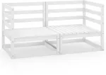 Dvivietė sodo sofa, baltos spalvos, pu&scaron;ies medienos masyvas