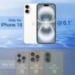 Jetech privatumo apsauginis stiklas, skirtas iphone 16 6.1 colio ekranui su kameros apsauga, apsaugantis nuo &scaron;nipinėjimo grūdintas stiklas, lengvas montavimas, 2 vnt.