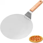 Vevok Chef Premium anoduoto nerūdijančio plieno picos mentelė | 22 cm medinė rankena | 25,5 x 25,5 cm pavir&scaron;ius | kepimas rankų darbo picos | rafinuoti picos krosnies priedai