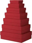 R&ouml;ssler Papier Boxline 13411453360 dovanų dėžutė su dangteliu, 7 dalių rinkinys, raudona, stačiakampės kartoninės dėžutės