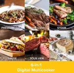 Cleverchef Pro 6-in-1 skaitmeninis greitpuodis, daugiafunkcis puodas, lėtas virimo puodas, sriubos virimo aparatas, ryžių virimo aparatas, sous vide, įskaitant nemokamą Drew&cole receptų programėlę (4.8l, juodas)