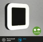 Briloner Leuchten 3034-015 led lauko &scaron;viestuvas, lauko sieninis &scaron;viestuvas, ip44, 15 w, 1270 liumenų, 4000 kelvinų, balta/juoda, 190 x 190 x 45 mm (i x p x a)