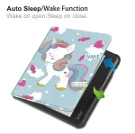 Giopuey dėklas, suderinamas su Kobo Libra Colour, atverčiamas dėklas, pu oda + mink&scaron;tas tpu dėklas, automatinis miego/pabudimo režimas, 360&deg; apsauga, vienaragis