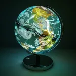 Exerz 23 cm &scaron;viečiantis gaublys su metaliniu pagrindu - anglų kalbos žemėlapis - mokyklinis gaublys su belaidžiu led ap&scaron;vietimu - politinis žemėlapis (paros laikas) - žvaigždynų žvaigždės (naktį) - linksmybės ir edukacija