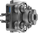 Interphone - quiklox laikiklis, suderinamas su bmw navigacijos prievadu - integruota apsauga nuo vibracijos, 2 usb prievadai (a ir c) - atsparus vandeniui ip66 - suderinamas su quiklox dėklais - modulinė sistema