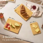 Praknu medinė pjaustymo lentelė, 3 dalių rinkinys, universalus ir tvirtas, tvarus Fsc&reg; bambuko virtuvės lentelė daržovėms, mėsai ir duonai, įvairių dydžių