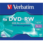 Verbatim DVD-RW 4.7GB 4X Matinis Sidabrinis jewel box - 43285