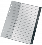 Skiriamieji lapai Leitz Recycle, 1-12, A4 MAXI, PP, juodos salvos