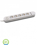 Ilgintuvas 5-vietis V-TAC, 2 usb jungtys, baltos spalvos, &scaron;viečiantis įjungimo mygtukas