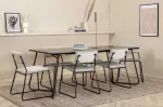 Venture Design Valgomasis stalas, Petra, 190x90 cm, Juodas, Valgomasis kėdė, Kenth, 76x40 cm, Pilka