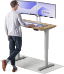 Elektrinis Reguliuojamo: Auk&scaron;čio stalas Desktronic HomePro Ąžuolo masyvas/Pilkas, 120x60cm, Dvigubas motoras, USB ir USB-C įkrovimo lizdai