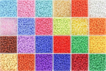 Stiklinių apvalių karoliukų (biserio) 6/0 RainBow&reg; 24 spalvų po 10 g rinkinys, &scaron;viesus