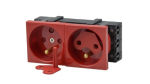 Securitynet WP45X4572 Dviguba modulinė rozetė su spyna ir raktu, raudona, WP45X4572