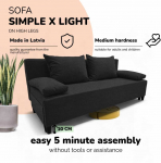 Meb & Podrez Dvivietis i&scaron;skleidžiamas sofa Simple X Light, be porankių, Podrez,, grafito