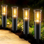 Ainostone LED lauko saulės &scaron;viestuvai, IP65, 900 mAh, 3000 K, &scaron;ilta balta, 4 vnt., solaireP
