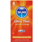 Skins Ultra Thin Premium Latex Condoms 8-Pack - Extra Lubricated, 55mm