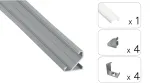TEKKNI Led Line Prime LED profilis BARDE &ndash; kampinis aliuminis anoduotas LED profilis juostai, 2 m, komplektas