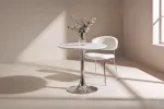 Venture Design Apvalus valgomojo stalas Hamden, balta
