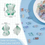 140 vnt. me&scaron;kučių karoliukai, 10 spalvų, stikliniai papuo&scaron;alams